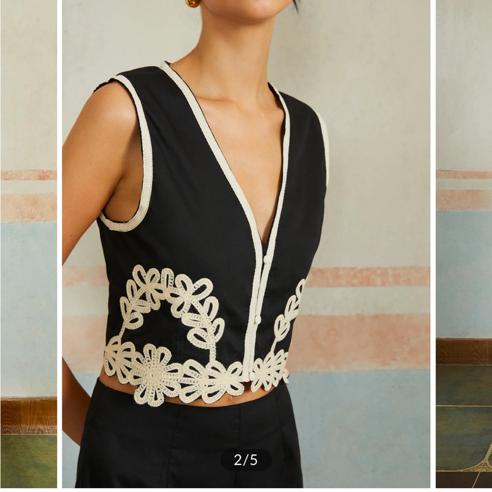 Commense Casual Embroidery Sleeveless Zipper Pants Set - Picture 3 of 10